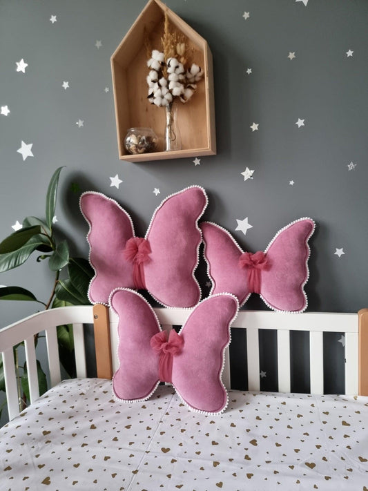 Butterfly pillow blush rose. Nursery decor. Crib pillow - KariStudio