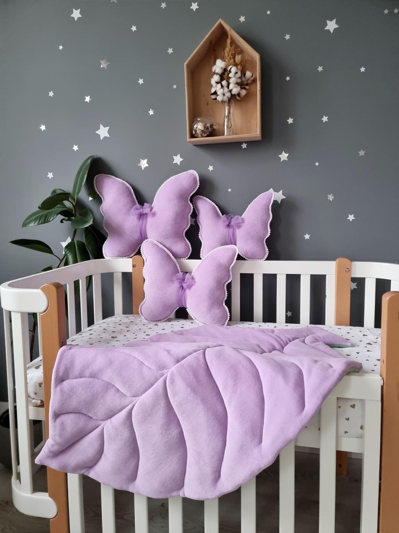 Butterfly pillow blush rose. Nursery decor. Crib pillow - KariStudio