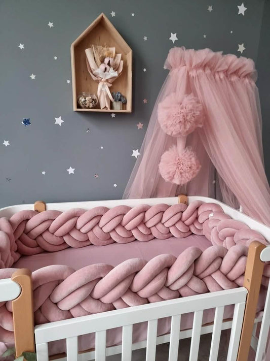 Braided crib bumper blush rose 20 cm - KariStudio