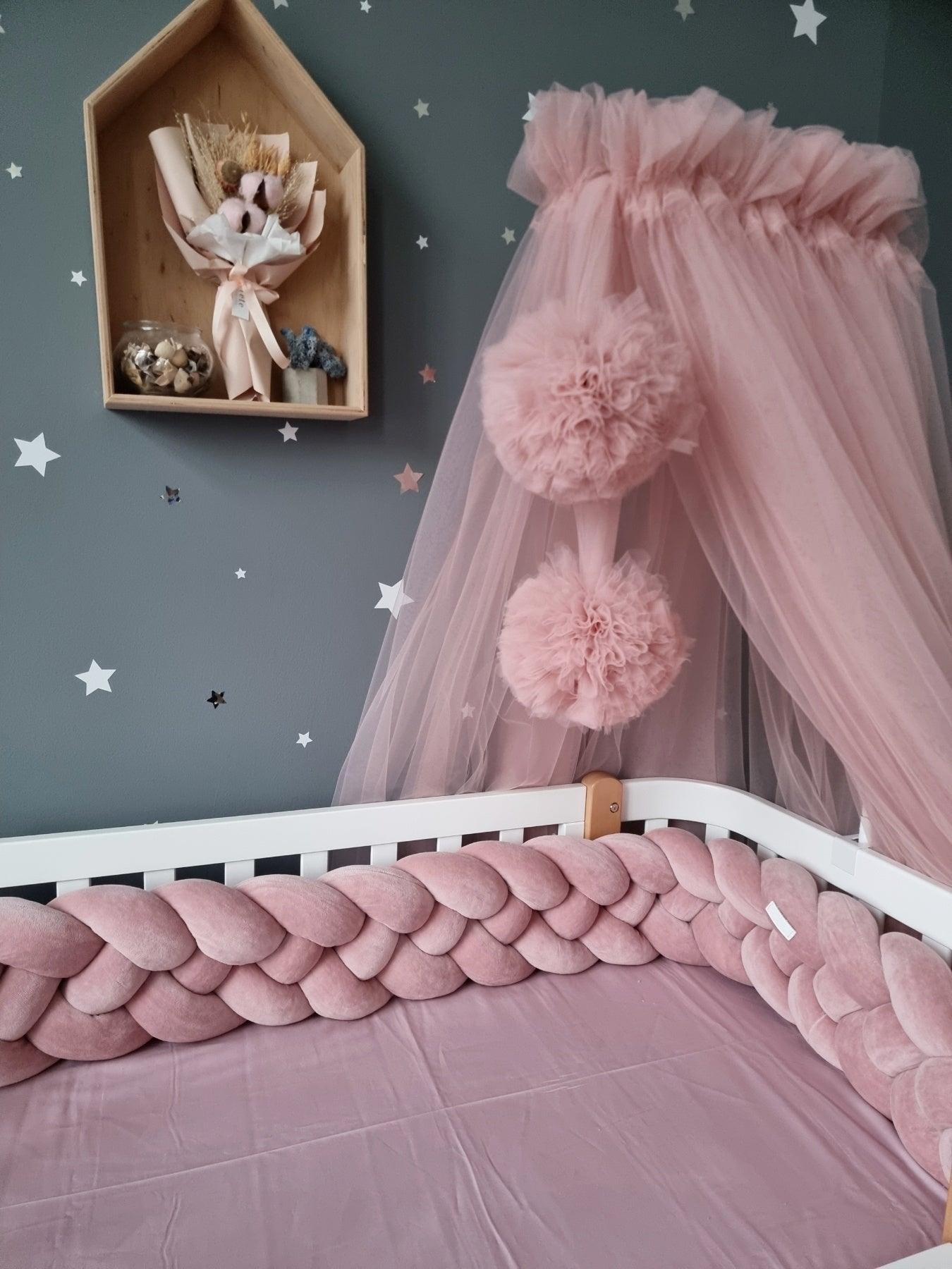 Double braided crib bumper blush rose 20 cm - KariStudio