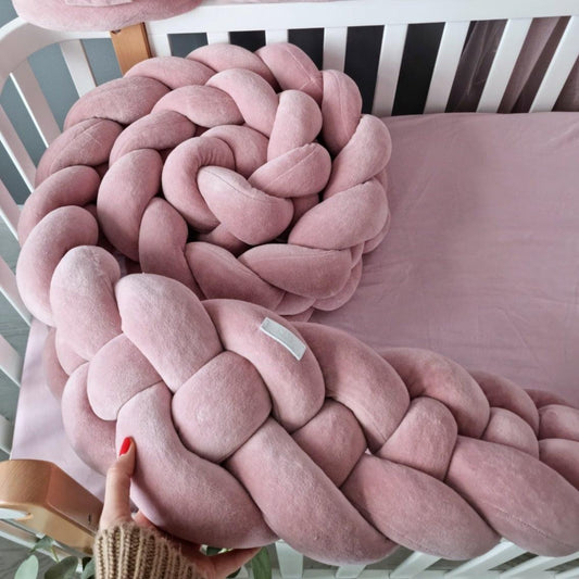 Double braided crib bumper blush rose 20 cm - KariStudio