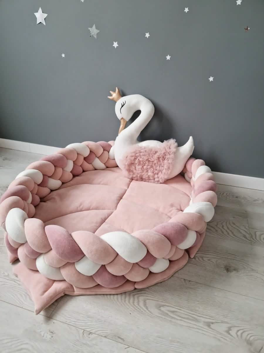 Double braided crib bumper blush shadows 20 cm
