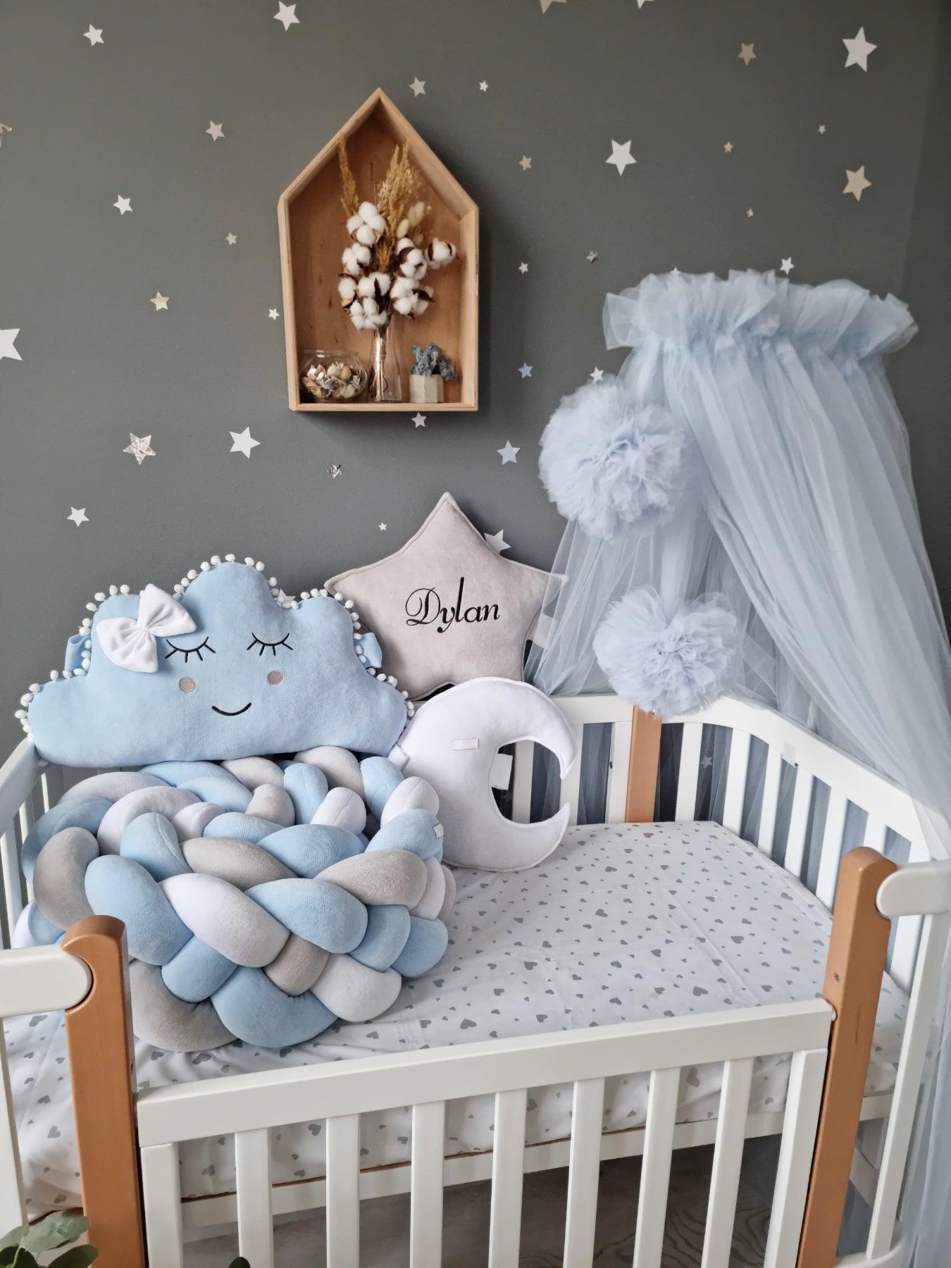 Juego de ropa de cama para bebé niño personalizado de color azul. Prot –  KariStudio