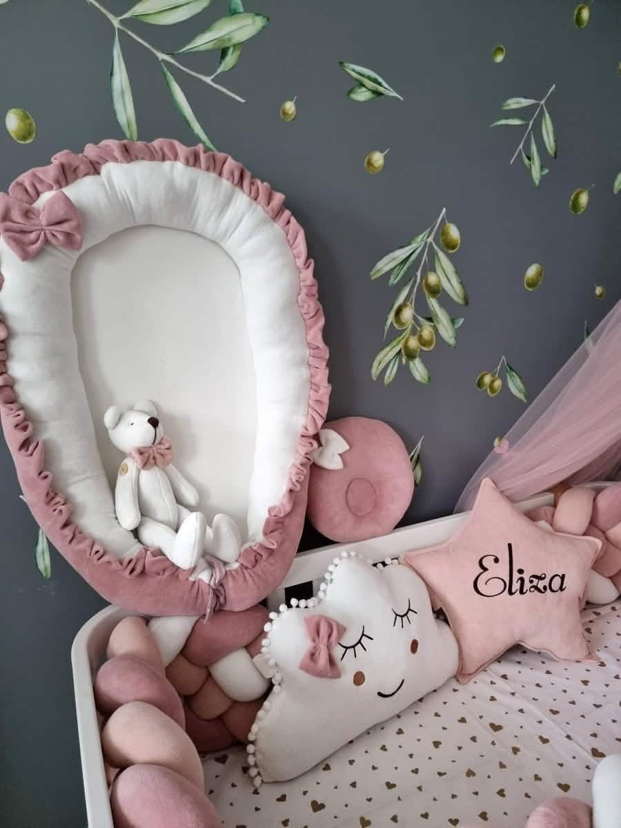 Personalized baby bedding set for girl blush 25 cm