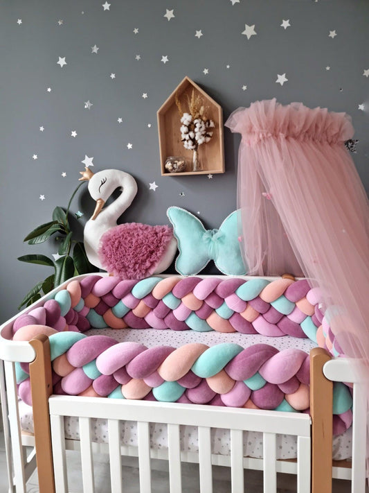 Baby bedding set mixed. Braided crib bumper - KariStudio