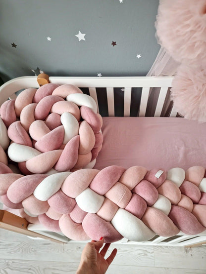 Personalized cot bumper set for girl blush - KariStudio